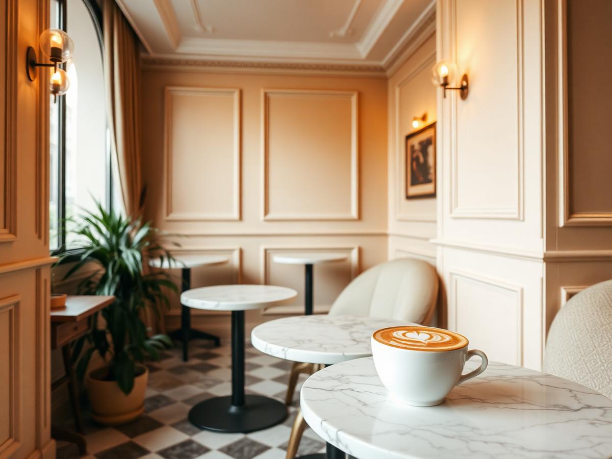 Café-Bereich mit Cappuccino